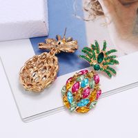 Fashion Creative Fruit Pineapple Inlaid Colorful Diamond  Earrings Wholesale main image 5