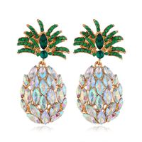 Fashion Creative Fruit Pineapple Inlaid Colorful Diamond  Earrings Wholesale main image 6
