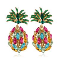 Fashion Creative Fruit Pineapple Inlaid Colorful Diamond  Earrings Wholesale sku image 2