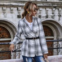 Frauen Slim-fit Plaid Zweireiher Langarm Jacke Großhandel main image 6