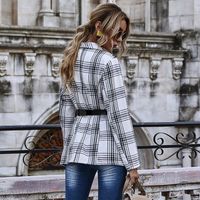 Frauen Slim-fit Plaid Zweireiher Langarm Jacke Großhandel main image 4