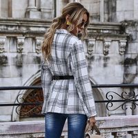 Women Slim-fit Plaid Double-breasted Long-sleeved Jacket Wholesale main image 4