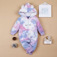 Autumn And Winter Baby Clothes One-piece Hooded Velvet Tie-dye Romper main image 3