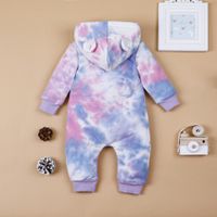 Autumn And Winter Baby Clothes One-piece Hooded Velvet Tie-dye Romper main image 4