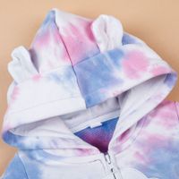 Autumn And Winter Baby Clothes One-piece Hooded Velvet Tie-dye Romper main image 6