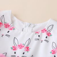 Korean Children's Clothing Summer Fashion Bow Short-sleeved Rabbit Print Loose Dress main image 3
