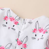 Korean Children's Clothing Summer Fashion Bow Short-sleeved Rabbit Print Loose Dress main image 5