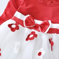 Autumn Korean Long-sleeved Loose Baby Cute Bow Flower Dress main image 5