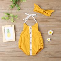 Baby Onesies Solid Color Single-breasted Sling Fashion Korean Romper main image 2