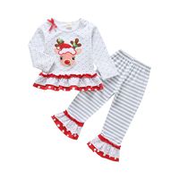 Modelos Navideños Para Niños Otoño Cuello Redondo Lindo Traje De Ropa Para Niños De Dos Piezas main image 2