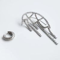 Asymmetrical Rhinestone Long Tassel Creative Fashion Earrings sku image 1