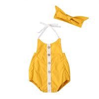 Baby Onesies Solid Color Single-breasted Sling Fashion Korean Romper sku image 1