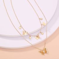 Simple And Fashionable All-match Golden Butterfly Multi-layer Necklace main image 2