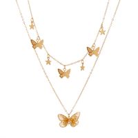 Simple And Fashionable All-match Golden Butterfly Multi-layer Necklace main image 6