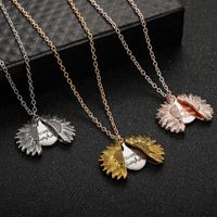 New Flower Shaped Necklace Sunflower Double Lettering Necklace Alloy Flowers Clavicle Chain sku image 1