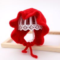 Baby Half Court Princess Hat Curled Autumn And Winter Cotton 0-6 Year Old Girl Knitted Hat sku image 4