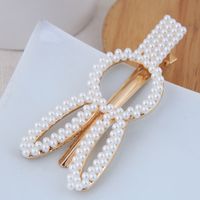 Korean Fashion Pearl Side Clip All-match Simple Simple Pearl Fashion Word Clip Hairpin sku image 3