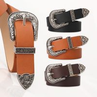 Fashion Carved Buckle  Elegant Retro Pin Buckle Belt Jeans Belt Wholesale main image 1