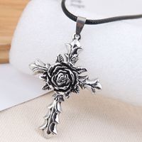 New Fashion Retro Simple Cross Flower Exaggerated Alloy Necklace sku image 1