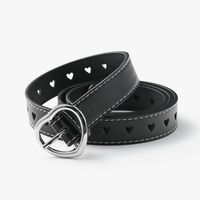 Creative  Peach Heart Buckle Belt Ladies Fashion Love Hole Hollow Simple Decoration Jeans Belt main image 5