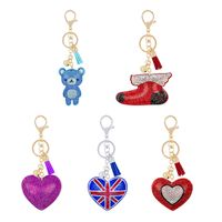 Gifts New Diamond Velvet Alloy Keychain Pendant Peach Heart Bear Christmas Accessories main image 2
