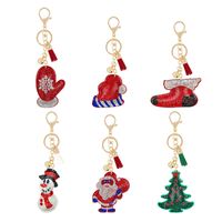 Gifts New Diamond Velvet Alloy Keychain Pendant Peach Heart Bear Christmas Accessories main image 4