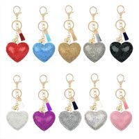Gifts New Diamond Velvet Alloy Keychain Pendant Peach Heart Bear Christmas Accessories main image 5
