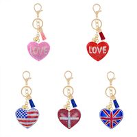 Gifts New Diamond Velvet Alloy Keychain Pendant Peach Heart Bear Christmas Accessories main image 6