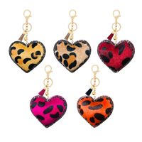 Korean Velvet Leopard Love Type Diamond Small Gift Keychain Pendant Bell Tassel Accessories Car Luggage Ornaments main image 1