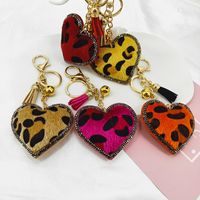 Korean Velvet Leopard Love Type Diamond Small Gift Keychain Pendant Bell Tassel Accessories Car Luggage Ornaments main image 5