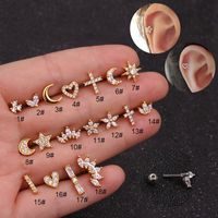 Ear Cartilage Rings & Studs Lady Flower 316 Stainless Steel  Copper main image 2