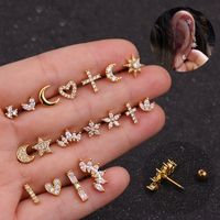 Ear Cartilage Rings & Studs Lady Flower 316 Stainless Steel  Copper main image 4