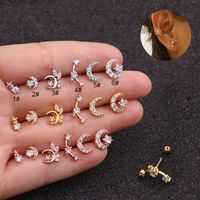 Ear Cartilage Rings & Studs Fashion Star 316 Stainless Steel  Copper Zircon main image 1