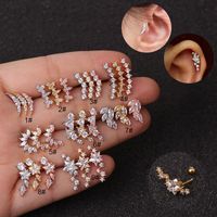 Ear Cartilage Rings & Studs Star 316 Stainless Steel  Copper Zircon main image 1