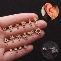 Ear Cartilage Rings & Studs Flower 316 Stainless Steel  Copper main image 6