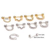 Ear Cartilage Rings & Studs Fashion U Shape Copper Diamond main image 6