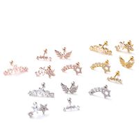 Ear Cartilage Rings & Studs Ethnic Style Star 316 Stainless Steel  Copper Zircon main image 6