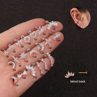 Stainless Steel Flat Ear Bone Studs Lip Studs Pierced Earrings main image 2