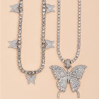 Mode Große Schmetterling Volle Diamant Halskette main image 4