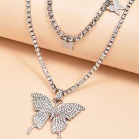 Mode Große Schmetterling Volle Diamant Halskette main image 5