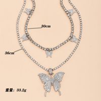Mode Große Schmetterling Volle Diamant Halskette main image 6
