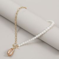 Fashion Natural Shell Pearl Pendant Creative Asymmetrical Women's Necklace main image 2