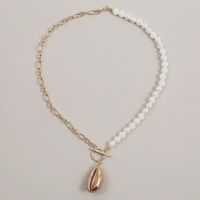 Fashion Natural Shell Pearl Pendant Creative Asymmetrical Women's Necklace main image 4