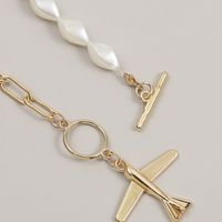 Mode Asymmetrische Flugzeug Perle Perlen Anhänger Frauen Halskette main image 5