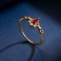 Korea Simple Ruby Ring Gold-plated Micro-inlaid  Ring Wholesale main image 3