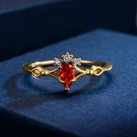Korea Simple Ruby Ring Gold-plated Micro-inlaid  Ring Wholesale main image 4