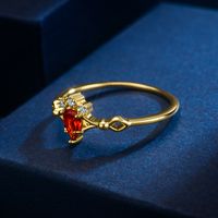 Korea Simple Ruby Ring Gold-plated Micro-inlaid  Ring Wholesale main image 5