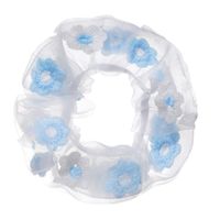 Romantic Pink Blue Sweet Embroidery Flower Hair Ring Organza Ring Head Rope Wholesale main image 5