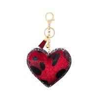 Korean Velvet Leopard Love Type Diamond Small Gift Keychain Pendant Bell Tassel Accessories Car Luggage Ornaments sku image 5
