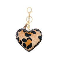 Korean Velvet Leopard Love Type Diamond Small Gift Keychain Pendant Bell Tassel Accessories Car Luggage Ornaments sku image 2
